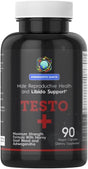 Testo plus Testosterone Booster for Men - Increased Vitality & Drive, Stamina, Energy and Performance - Horny Goat Weed, Muira Puama, Asian Ginseng, Tongkat Ali, L-Citrulline - 90 Vegan Caps