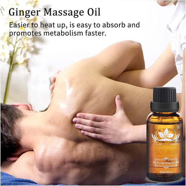 Orientleaf Belly Drainage Ginger Oil with 60 Pairs Sleep Foot Pads, Repelling Cold and Relaxing Active, anti Cellulite Massage Ginger Oil, Relieve Muscle Soreness Swelling, Valentine'S Day Gifts