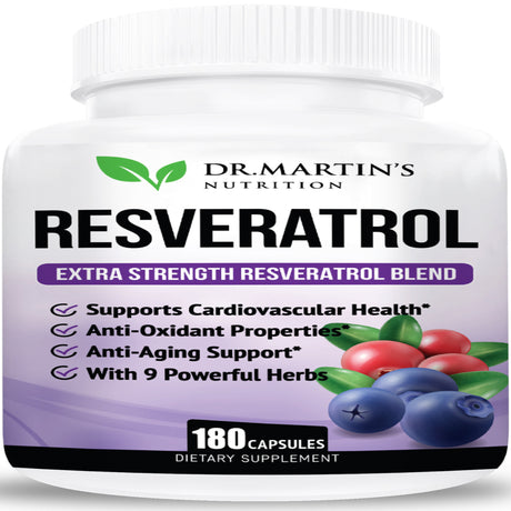 180Ct Resveratrol 1568Mg Trans-Resveratrol Antioxidant Supplement| Anti-Aging & Immune System