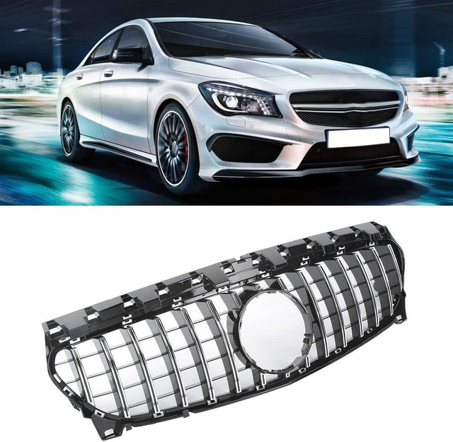 KIMISS Gt-Style Front Grill Silver ABS Fit for CLA W117 2015-2019