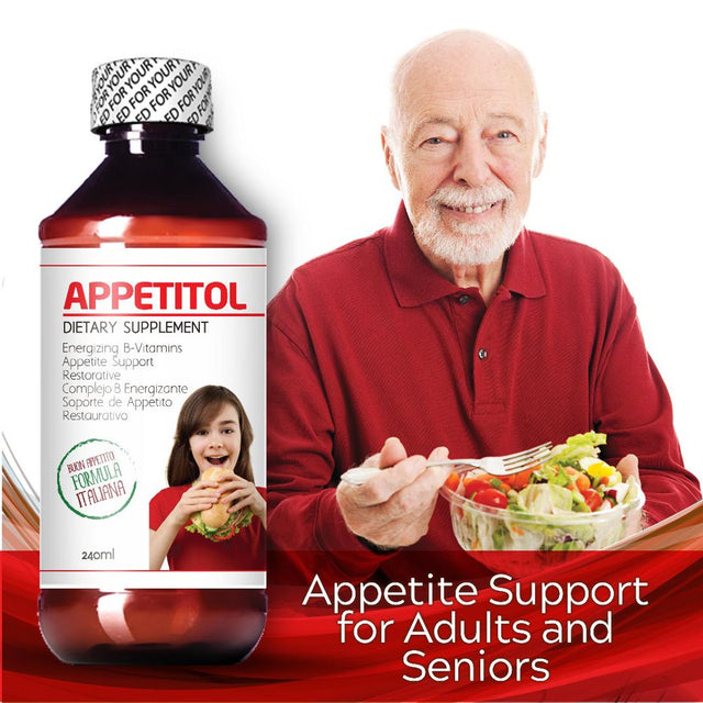 Appetitol Appetite-Weight Gain. Natural Appetite and Weight Gain Stimulant for Underweight Children Fortified with Vitamins B1,B2,B3,B5,B6,B12,Folic Acid, Iron, Zinc, Flax Seed Oil. ( 8 Fl Oz)