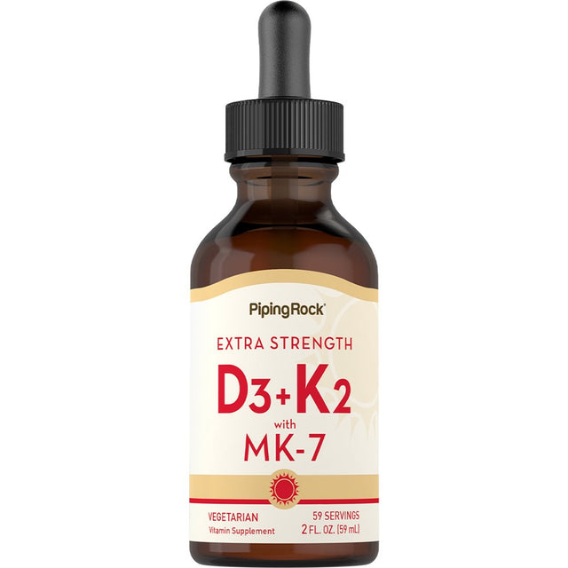 Vitamin D3 K2 Drops | 2 Fl Oz | with MK-7 | Vegetarian | by Piping Rock