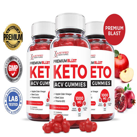 (3 Pack) Premium Blast Keto ACV Gummies 1000MG Dietary Supplement 180 Gummys