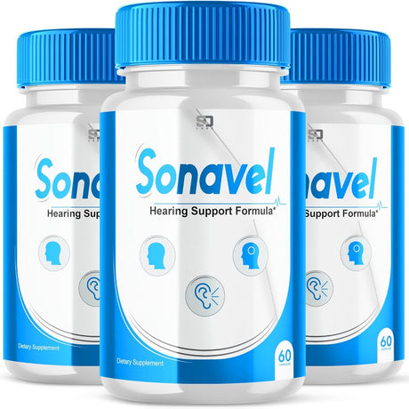 (3 Pack) Sonavel Supplement Pills- for Hearing Support Tinnitus - Premium Formula - White Color Pills and One Size - 180 Capsules