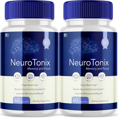 (2 Pack) Neurotonix - Neuro Tonix - Memory Booster Dietary Supplement for Focus, Memory, Clarity, & Energy - Advanced Cognitive Formula for Maximum Strength - 120 Capsules