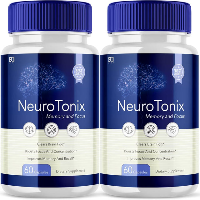 (2 Pack) Neurotonix - Neuro Tonix - Memory Booster Dietary Supplement for Focus, Memory, Clarity, & Energy - Advanced Cognitive Formula for Maximum Strength - 120 Capsules