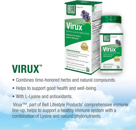 Bell Virux™ L Lysine and Red Marine - Natural Herbal Blend, Unique Supplement to Boost the Immune System- Lysine 1000Mg Capsules