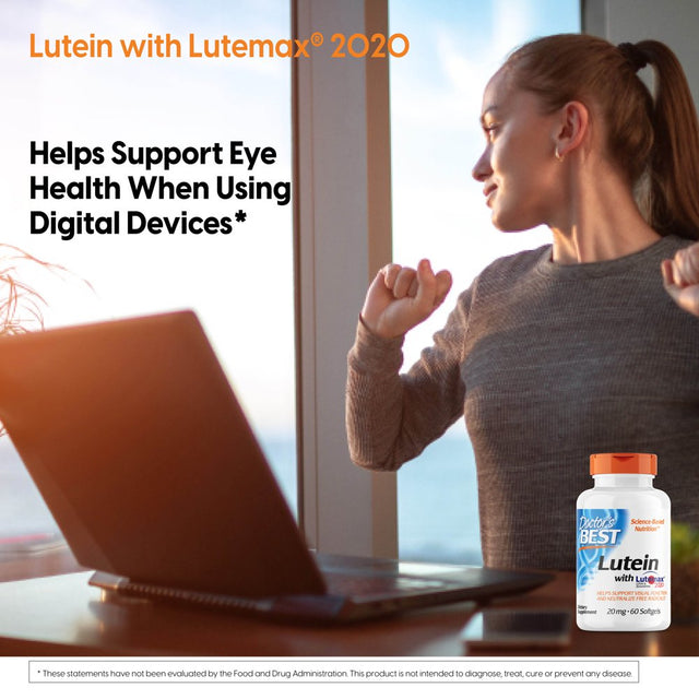 Doctor'S Best Lutein Featuring Lutemax, Non-Gmo, Gluten Free, Soy Free, Eye Health, 20 Mg, 60 Softgels