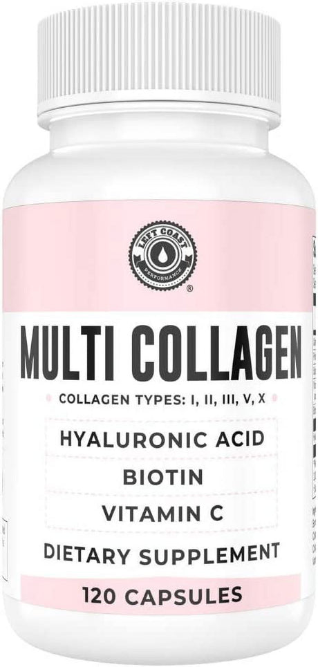 Left Coast Performance Collagen Peptide Pills | Collagen with Vitamin C and Biotin | Hydrolyzed Collagen Capsules - 120 Ct