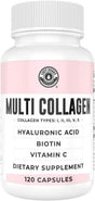 Left Coast Performance Collagen Peptide Pills | Collagen with Vitamin C and Biotin | Hydrolyzed Collagen Capsules - 120 Ct