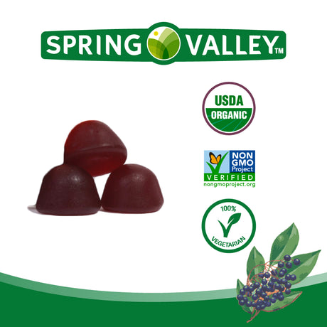 Spring Valley Non GMO Vegetarian Gummies, Elderberry, 50 Mg, 120 Count Value Size