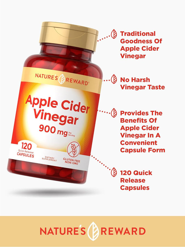 Nature'S Reward Apple Cider Vinegar Capsules - 120 Count - Non-Gmo & Gluten Free Supplement