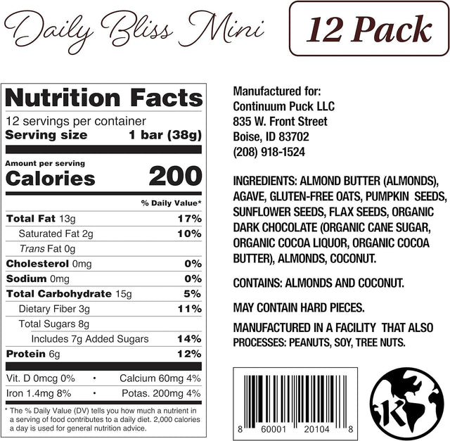 Protein Puck Value Bundle, Case of 12 Full Size Daily Bliss + Case of 16 Mini Daily Bliss - Plant-Based Bars, High Protein Snacks with Vegan Protein - Gluten-Free, Non-Dairy, Non-Gmo Snack Bar