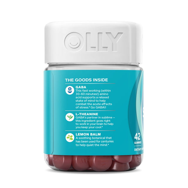 OLLY Goodbye Stress Gummy, GABA, L-Theanine, Lemon Balm, Chamomile, Berry, 42 Ct