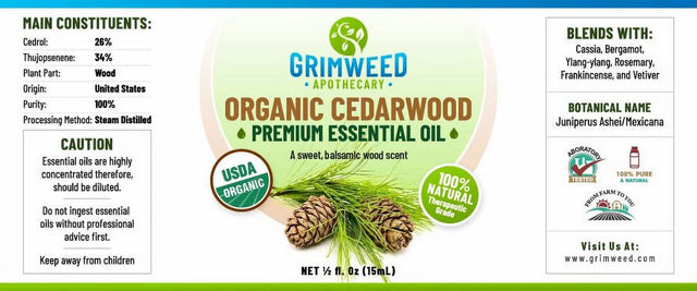 Organic Cedarwood Essential Oil (Texas Cedar) - USDA - 100% Pure Natural - Therapeutic Grade - Undiluted – Keep Skin Healthy - with Glass Dropper.