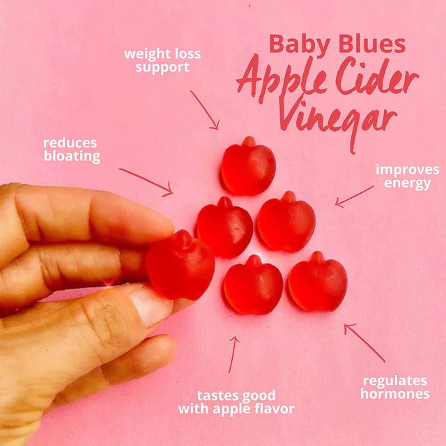 Apple Cider Vinegar Gummies - Vegan, Non-Gmo & Gluten-Free, Postpartum Dietary Supplement with Both Vitamin B-6 & B12, 60 Pieces per Bottle