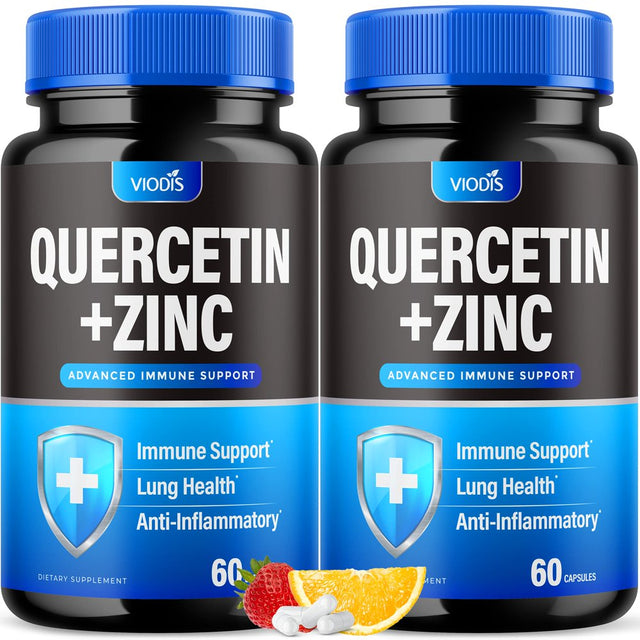 (2 Pack) Quercetin 500Mg with Zinc - Immune System Booster, Lung Support Supplement for Adults Kids - Immunity Defense (120 Capsules)