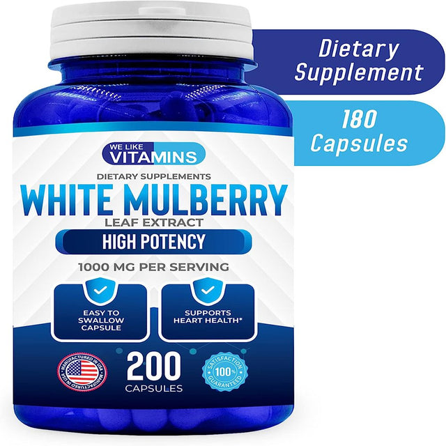 We like Vitamins White Mulberry Supplement Blood Sugar Support Appetite Suppressant 200 Capsules