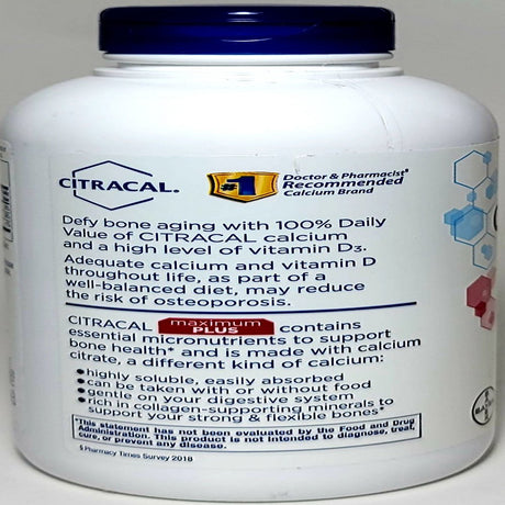 Citracal Calcium Supplement Maximum plus + D3. 280 Coated Caplets.