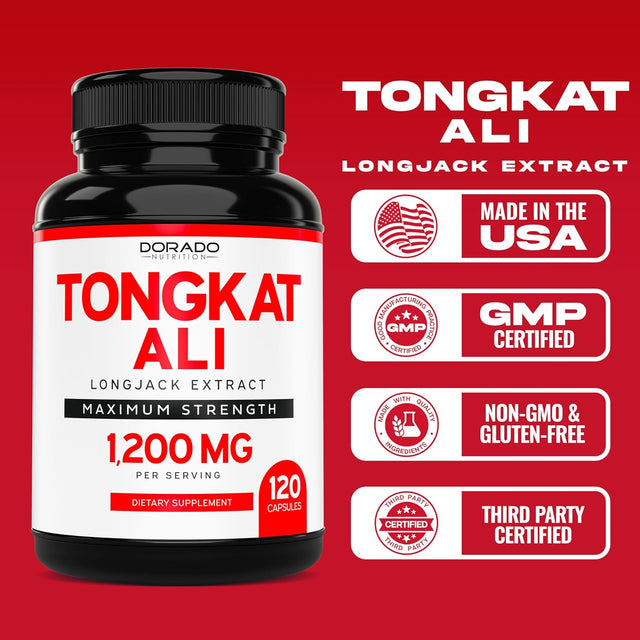 Tongkat Ali for Men (Longjack) Eurycoma Longifolia Extract, 1200Mg per Serving, (120 Capsules) - Indonesian Ginseng - Strength, Drive, Athletic Performance & Muscle Mass - Gluten Free & Non-Gmo