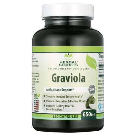 Herbal Secrets Graviola 650 Mg 120 Capsules