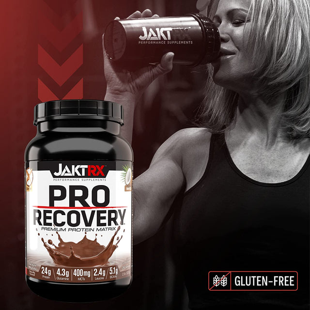 JAKTRX PRO Recovery – Post-Workout Whey Protein Powder – Muscle Builder & Recovery Supplement – BCAA, Glutamine, Leucine, Glucosamine & MCT – 28 Servings - Chocolate Milkshake