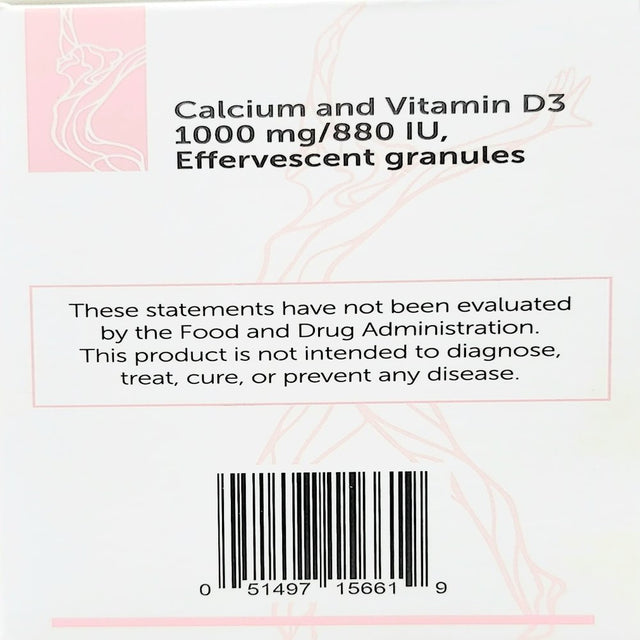 Calcium 1000Mg & Vitamin D3 880 IU Effervescent Form, Supports Bone Health, Easy to Swallow,Dna