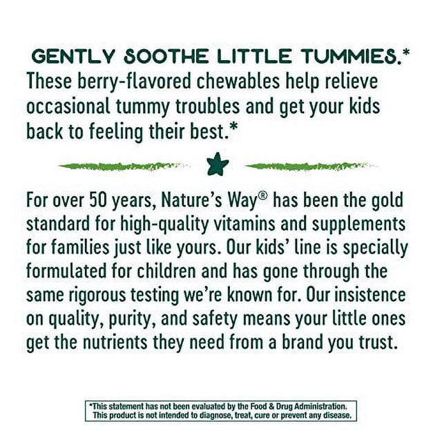 Natureâ€™S Way Kids Tummy Soothe, with Calcium & Ginger, Berry Blast Flavored, 60 Vegetarian Chewables