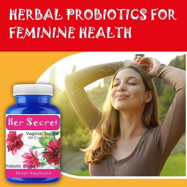 Her Secret Natural Probiotics for Women, Vaginal Probiotics – 5 Billion CFU Probiotic Blend – Vegan-Friendly and Non-Gmo – Women Probiotic for Odor Control & Ph Balance 60 Count