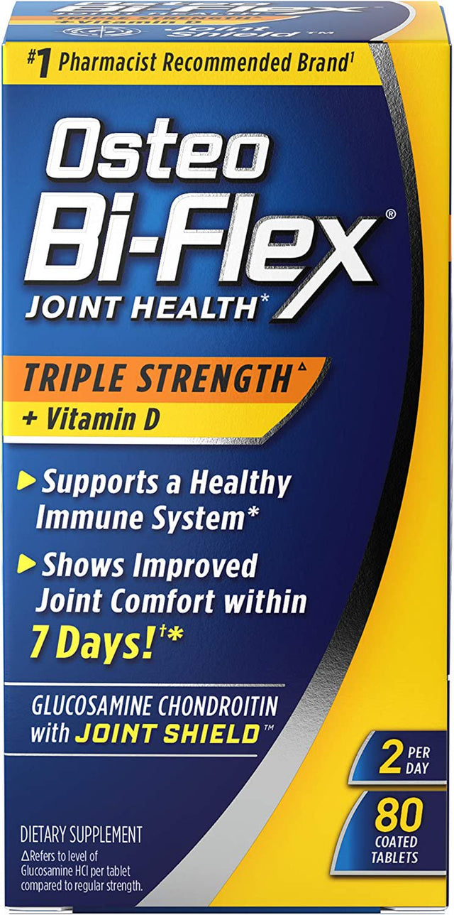 Osteo Bi-Flex Triple Strength(5) with Vitamin D Glucosamine Chondroitin Joint Health Supplement, Coated Tablets, 80 Count