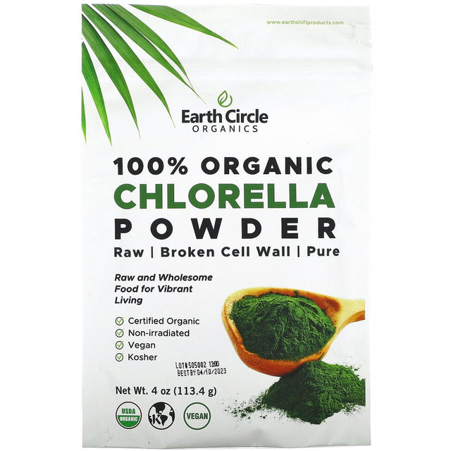 Earth Circle Organics 100% Organic Chlorella Powder, 4 Oz (113.4 G)