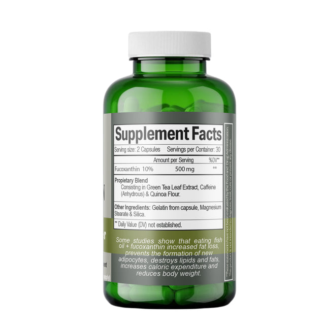 NATURGIN Fucoxanthin 10% Veggie-Belly Fat Burner Booster, Powerful Immune Support Supplement.