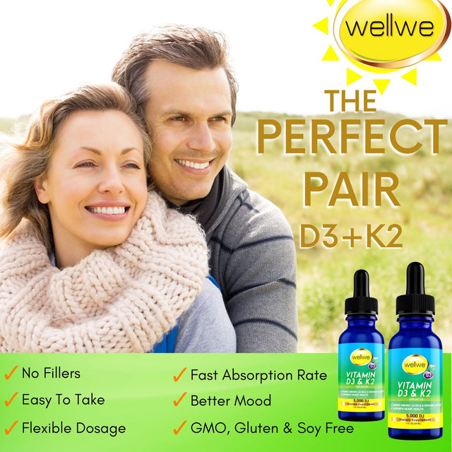 Liquid Vitamin D3 K2 Drops with MCT Oil 5000 IU - Vegan, Unflavored, Soy-Free, Non-Gmo, Energy Levels & Immune System Boost, Heart & Bones Health Support (3 Pack)