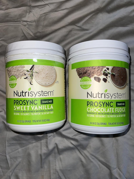 Nutrisystem Nutricrush Probiotic Shakes Chocolate Fudge and Sweet Vanilla Shake Mix - Protein & Probiotics Support Digestive Bust Belly Bloat 2 Containers 16.3 Oz. Each 28 Servings,(Pack of 2)