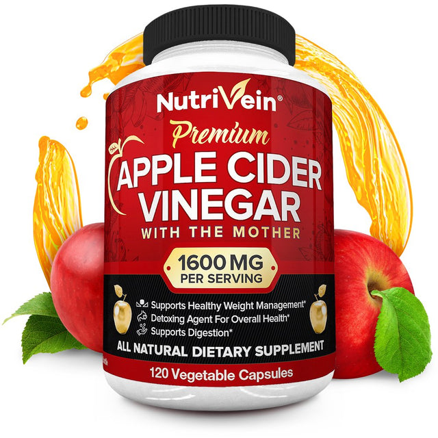 Nutrivein Apple Cider Vinegar Capsules 1600Mg Weight Loss Supplement 120 Vegetable Capsules