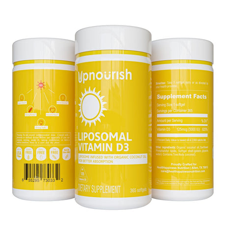 Liposomal Vitamin D3 5000 IU Softgel with Organic Coconut Oil - 1 Year Supply Vitamin D Supplement - 365 Softgels