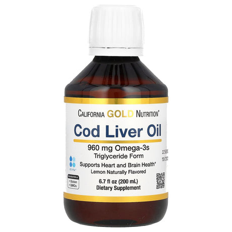 California Gold Nutrition Norwegian Cod Liver Oil Liquid, Natural Lemon Flavor, 6.7 Fl Oz (200 Ml)