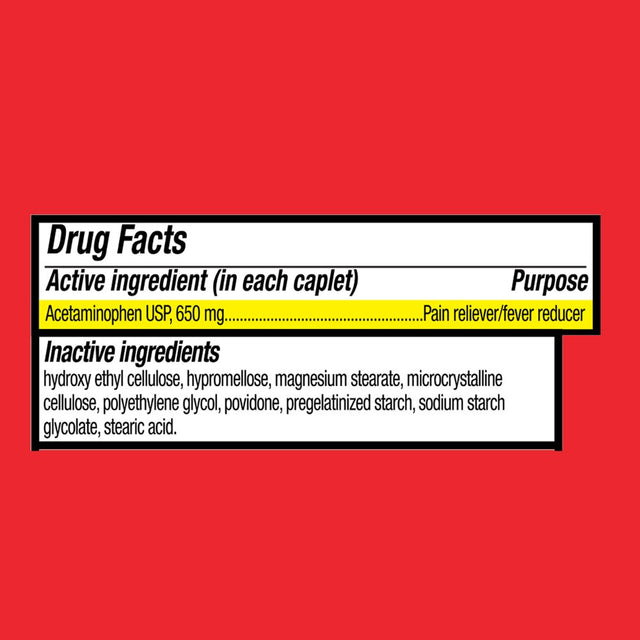 Equate 8HR Pain Relief Acetaminophen, Extended Release Tablets, 650 Mg, 100 Count