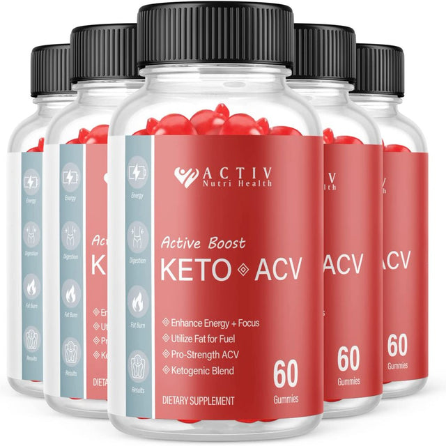 (5 Pack) Activ Active Boost Keto ACV Gummies - Supplement for Weight Loss - Energy & Focus Boosting Dietary Supplements for Weight Management & Metabolism - Fat Burn - 300 Gummies