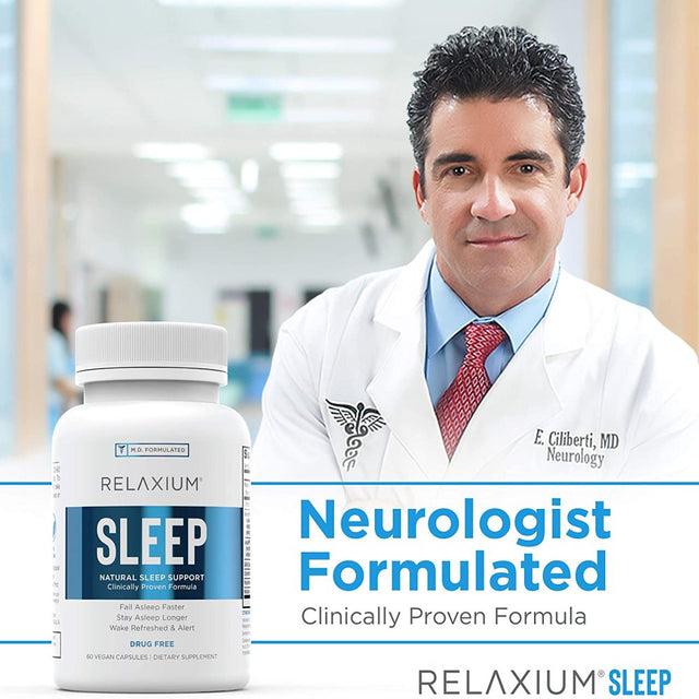 Relaxium - Natural Sleep Aid - Non-Habit Forming Sleep Supplement 60 CP - Pack of 1