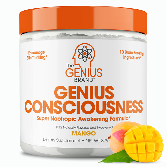 Genius Consciousness, Super Nootropic Brain Supplement Powder, Boost Focus, Cognitive Function, Concentration & Memory (Mango), the Genius Brand