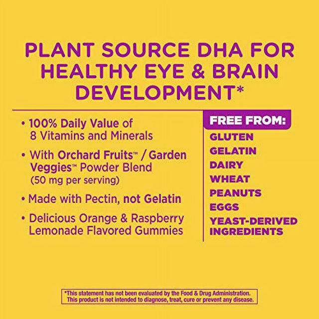 Natureâ€™S Way Alive! Daily Support Prenatal Gummies, 50Mg Plant-Based DHA per Serving, Vegetarian, 90 Gummies, Orange and Raspberry Lemonade Flavored