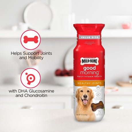 Milk-Bone Good Morning Daily Vitamin Dog Treats, Healthy Joints, 6 Oz. Bottle