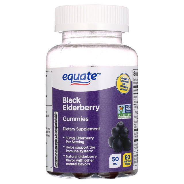 Equate Non GMO Vegetarian Gummies, Black Elderberry, 50 Mg, 60 Count