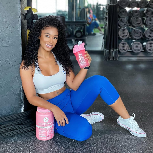 Flat Tummy Protein Shaker Bottle with Powder Storage - Pink Blender Bottle Shaker 20Oz - Protein Mixer with Protein Shaker Ball - Cute Shaker Bottle for Women - Preworkout Bottle