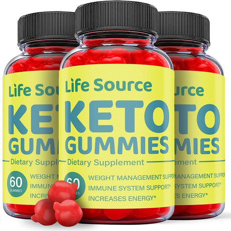 (3 Pack) Life Source Keto ACV Gummies - Supplement for Weight Loss - Energy & Focus Boosting Dietary Supplements for Weight Management & Metabolism - Fat Burn - 180 Gummies