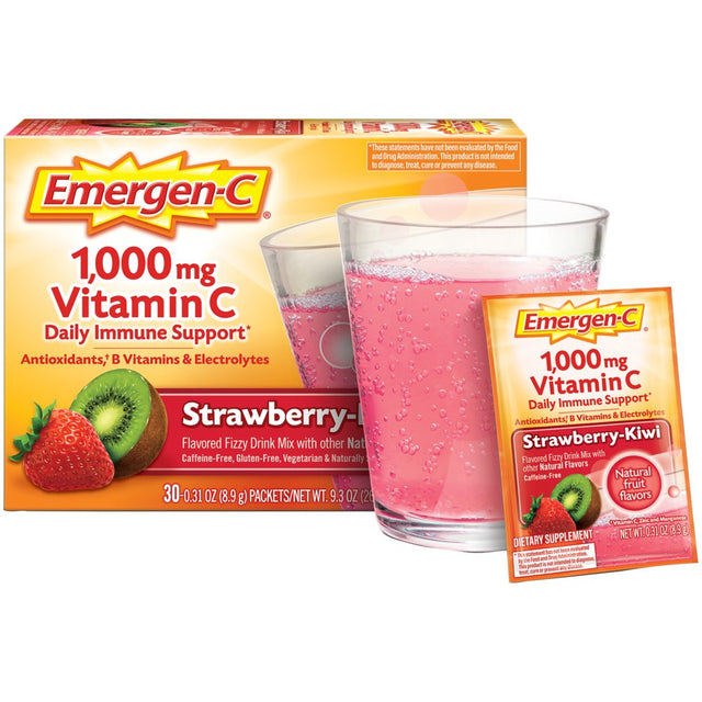 Emergen-C Vitamin C Supplement for Immune Support, Strawberry Kiwi, 30 Ct