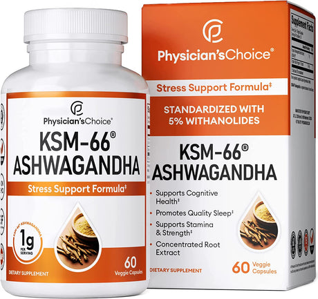 KSM-66 Ashwagandha Root Powder Extract - Stress, Mood, & Athletic Support - 1,000 MG of Clinically Studied KSM66 & Black Pepper for Maximum Absorption - 5% Withanolides - 60 Vegan Capsules