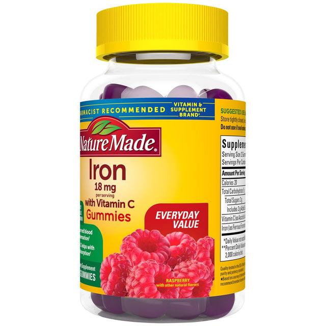 Nature Made Iron 18 Mg per Serving with Vitamin C Gummies, Dietary Supplement, 70 Count