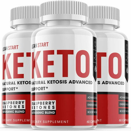 (3 Pack) Lean Start Keto - Supplement for Weight Loss - Energy & Focus Boosting Dietary Supplements for Weight Management & Metabolism - Advanced Fat Burn Raspberry Ketones Pills - 180 Capsules